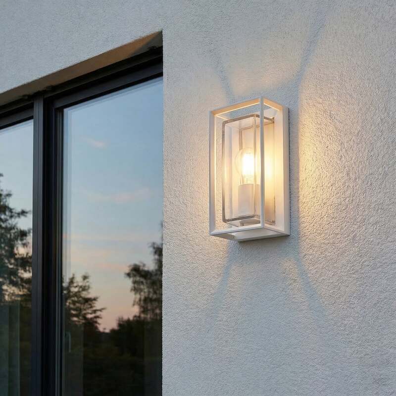 Arcchio Außenwandleuchte Ismera weiß IP65 Glas E27 dimmbar 25,5 cm - 4251911799576