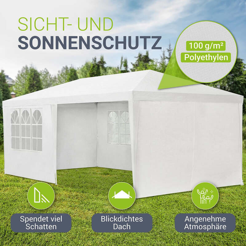 Party-Pavillon 3x6m Gartenzelt Festzelt mit Seitenteilen und Zubehör weiß 3x6 m - 4260304767696