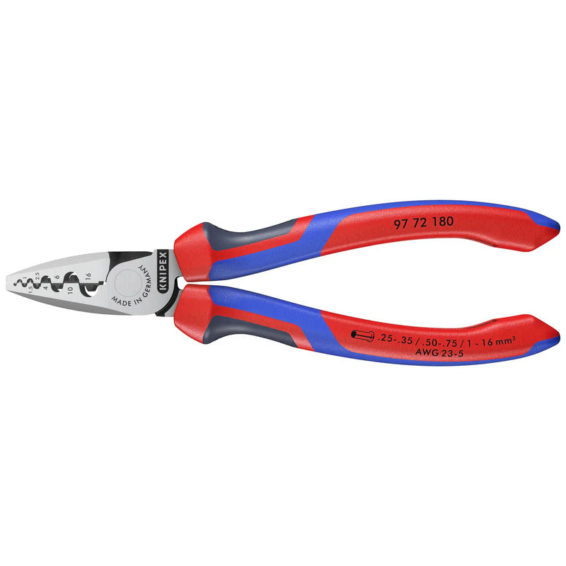 Knipex Crimpzange 97 72 180 für Aderendhülsen 0,25-16 mm² 180 mm - 4003773060185