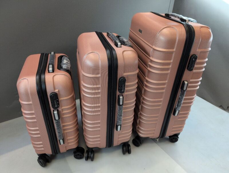Hartschalen Koffer Rom 3-teilig Set ABS-Kunststoff schlagfest 360° Rollen rosa - 4262437185002