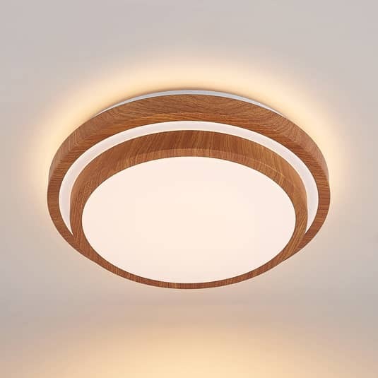 Lindby Deckenleuchte Deckenlampe LED Vaako Holzoptik rund Wohnzimmer Arbeitsz715 - 4251911700527