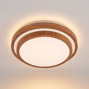B-Ware Lindby Deckenleuchte Deckenlampe LED Vaako Holzoptik rund Wohnzimmer Arbeitsz715