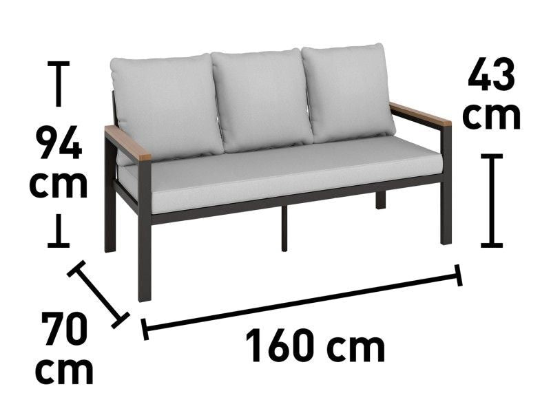 Esstischgruppe Invermay 4-teilig Tischgruppe Aluminium Akazienholz grau 43cm - 4007873331114