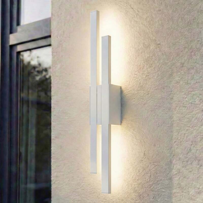Lindby Außenwandleuchte Sakari LED Gartenlampe Wandleuchte weiß Aluminium 59cm - 4255830907531