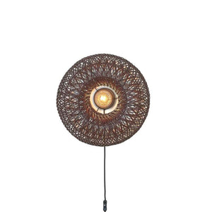 B-Ware Good Mojo Wandlampe Wandleuchte Arizona dunkelrot Bambus Stecker Schalter LED