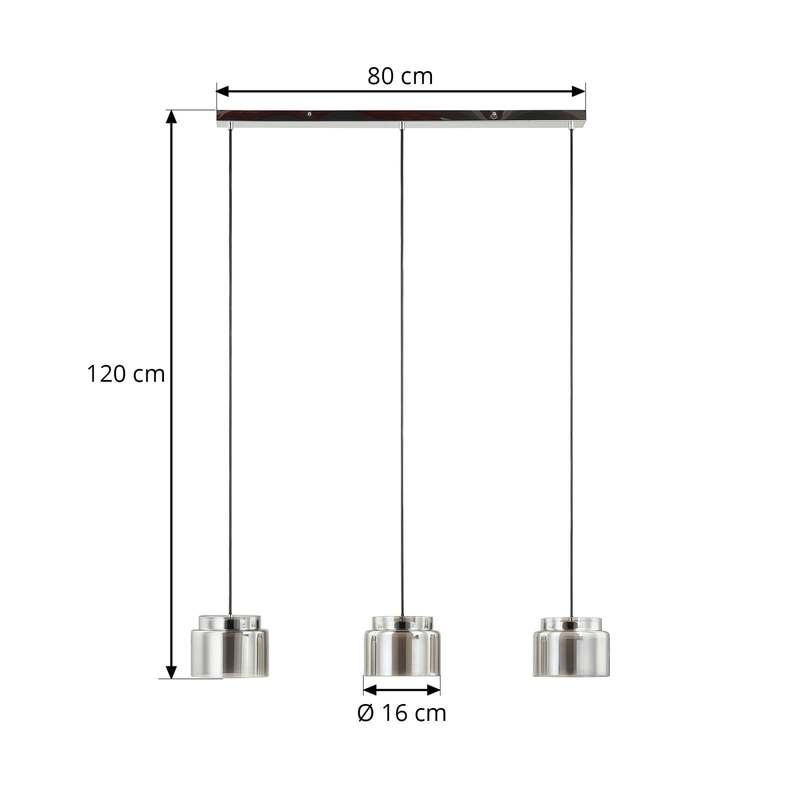 Lucande Diano Hängeleuchte Deckenlampe Pendelleuchte Lampe rauchgrau dreiflammig - 4251911767384