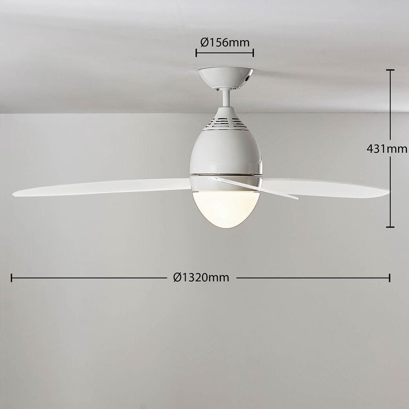 Lindby Deckenventilator Deckenlampe Deckenlampe Piara beleuchtet weiß glänzend - 4251096556254