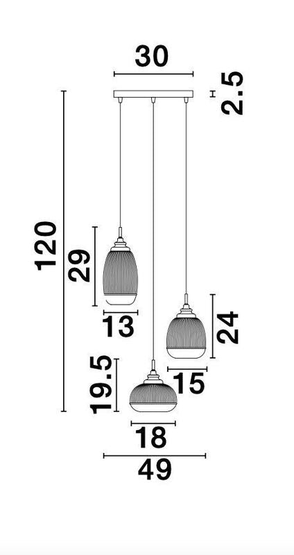 Nova Luce Pendelleuchte Hängeleuchte Mond Gold E14 LED 3fach dimmbar Glas Metall - 5212017419378