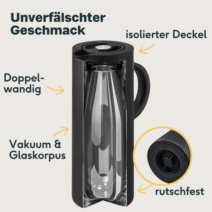 SILBERTHAL Thermoskanne Kaffeekanne Isolierkanne Glaseinsatz Edelstahl 1L328 - 4260470462555