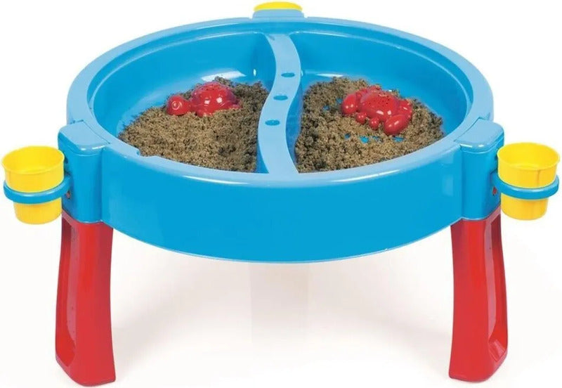 Dolu Sand- und Wassertisch Kunststoff blau rot gelb 98x98x77 cm ab 2 Jahren - 8690089030702