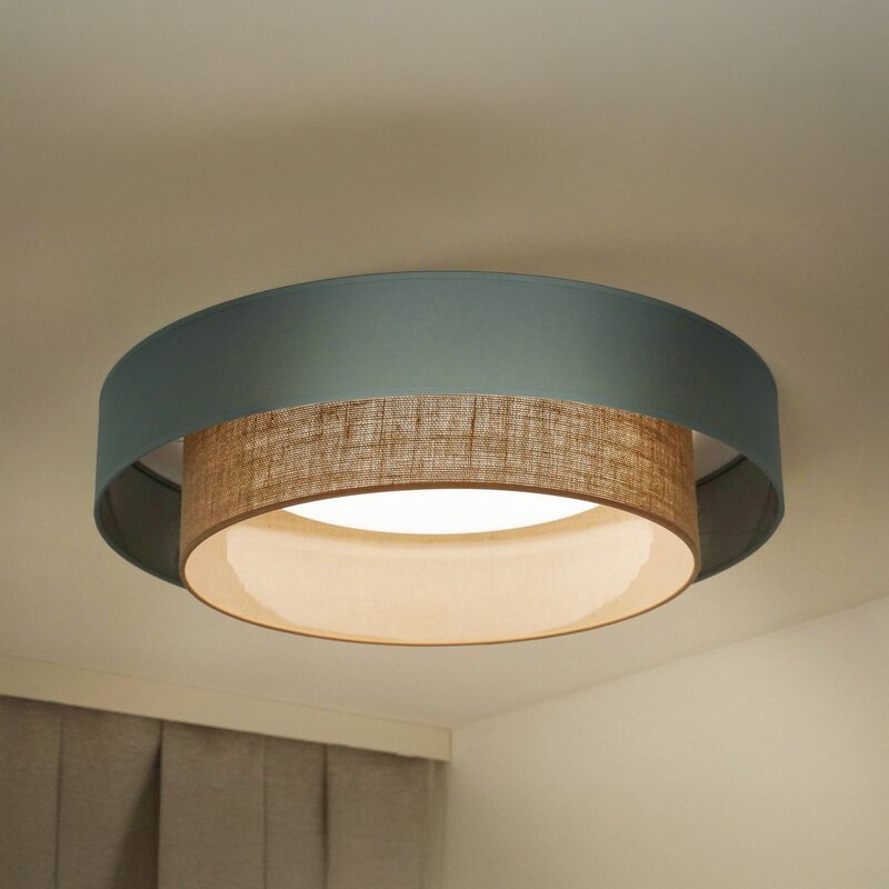 Luneta Deckenleuchte Lampe LED Fernbedienung Textil grün beige dimmbar 60 cm - 5905317606356