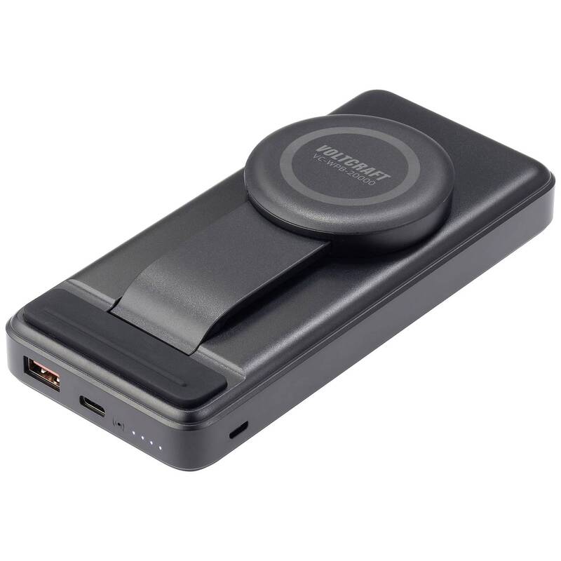 Voltcraft Wireless Powerbank 20000 mAh Qi Ladegerät Akku Schwarz mit - 4064161293394