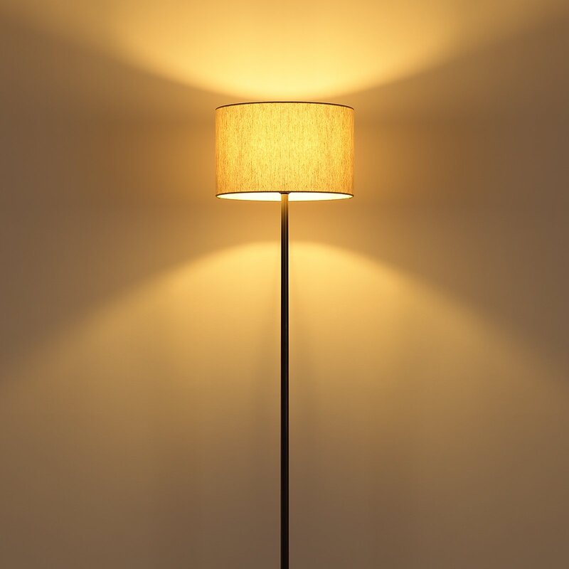 Globo Stehleuchte Standlampe Thea Leuchte creme/schwarz Leinen Metall H160cm - 9007371570034