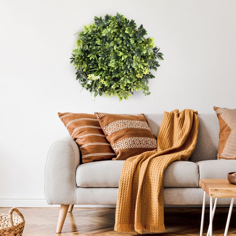 hjh LIVING Pflanzenmatte Pflanzenwand LEAFLUXE WALL 2 Grün Polyethylen Narzissen - 4064323106807