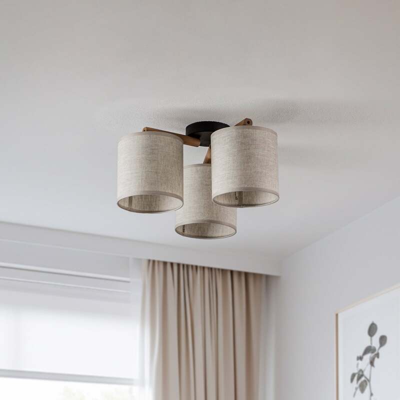 TK Lighting Deckenlampe Lampe Synonym Deva Textil Baumwolle Holz beige schwarz - 5901780568658