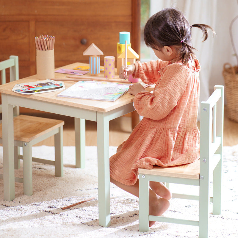 Geuther Sitzgruppe Activity Kinderstuhl Tisch Holz grün lackiert kindgerecht Set - 4010221087410