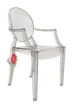 B-Ware Kartell Louis Armlehnstuhl rauchgrau transparent Designerstuhl Stuhl Küchenstuhl