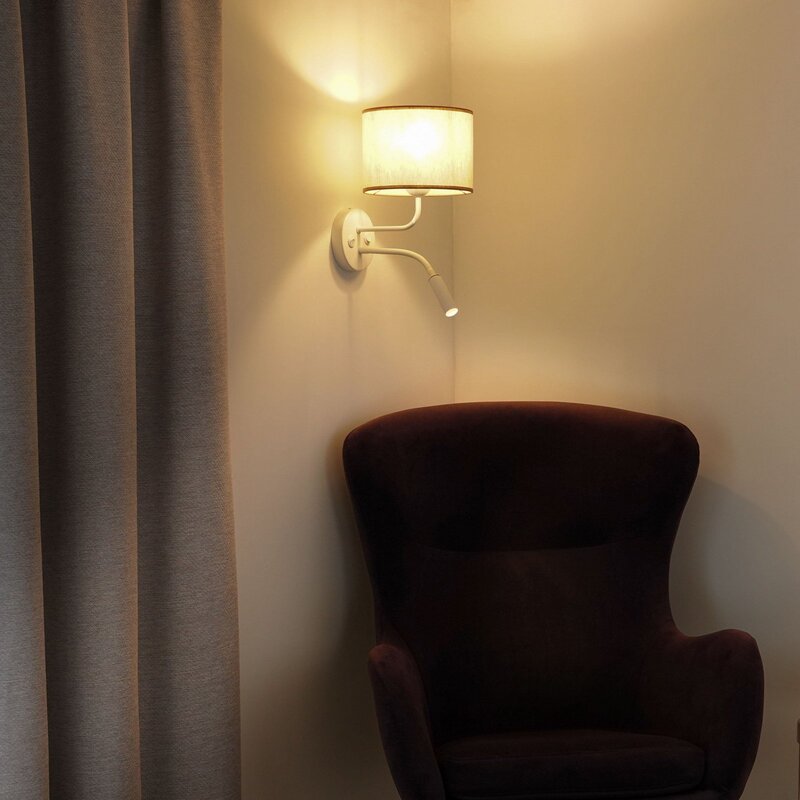 Duolla Wandleuchte Lampe Roller Wandlampe Licht Leselicht Baumwolle rohweiß weiß - 5905317606691