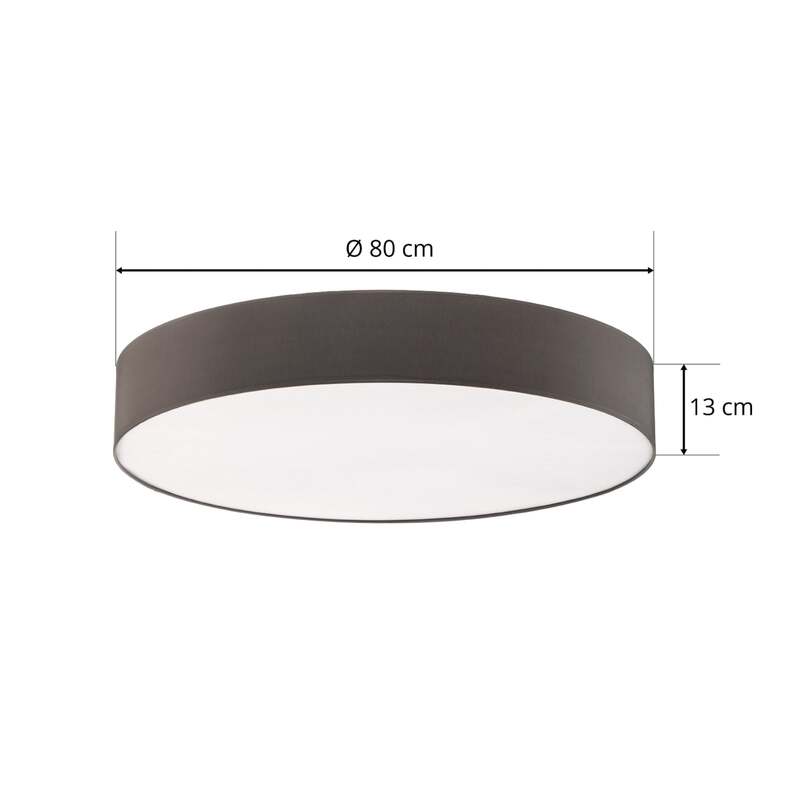 TK-Lighting Deckenleuchte Rondo grau LED dimmbar 6-flammig Metall Textil Ø 80 cm - 5901780527259