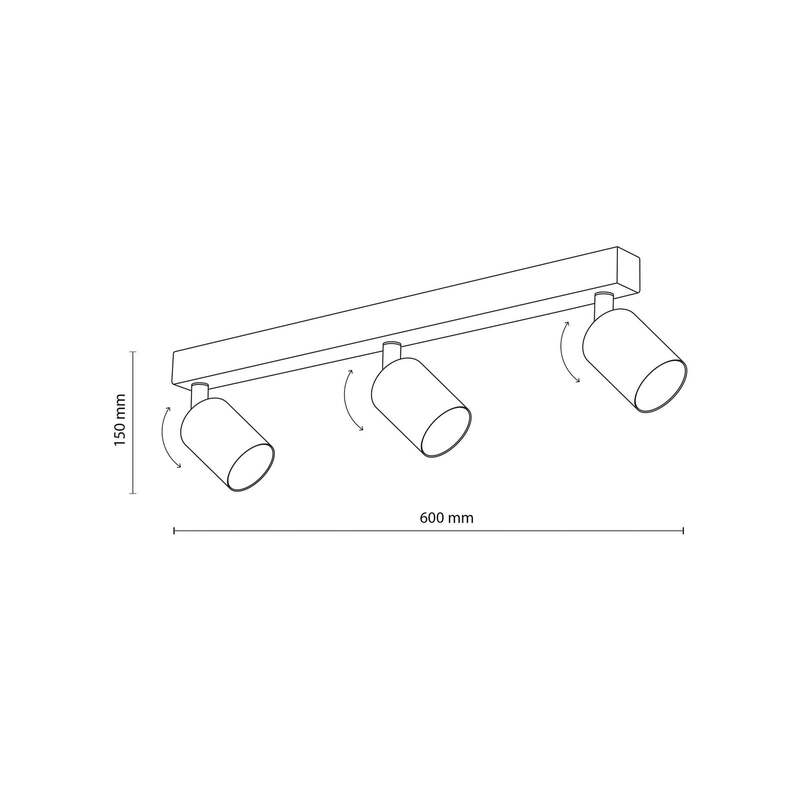 TK Lighting Deckenstrahler Top dimmbar 3-flammig GU10 Stahl dunkelbraun 60cm - 5901780561819