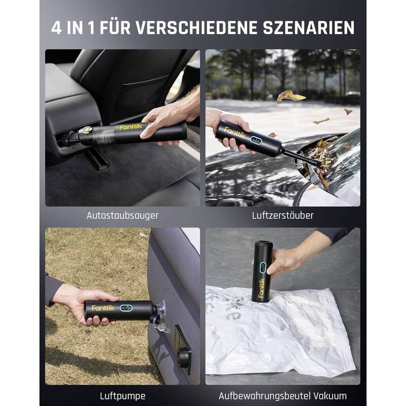 Fanttik Akku-Zyklon-Staubsauger Handstaubsauger 40 Minuten 11,1V schwarz 895g - 4064161487496