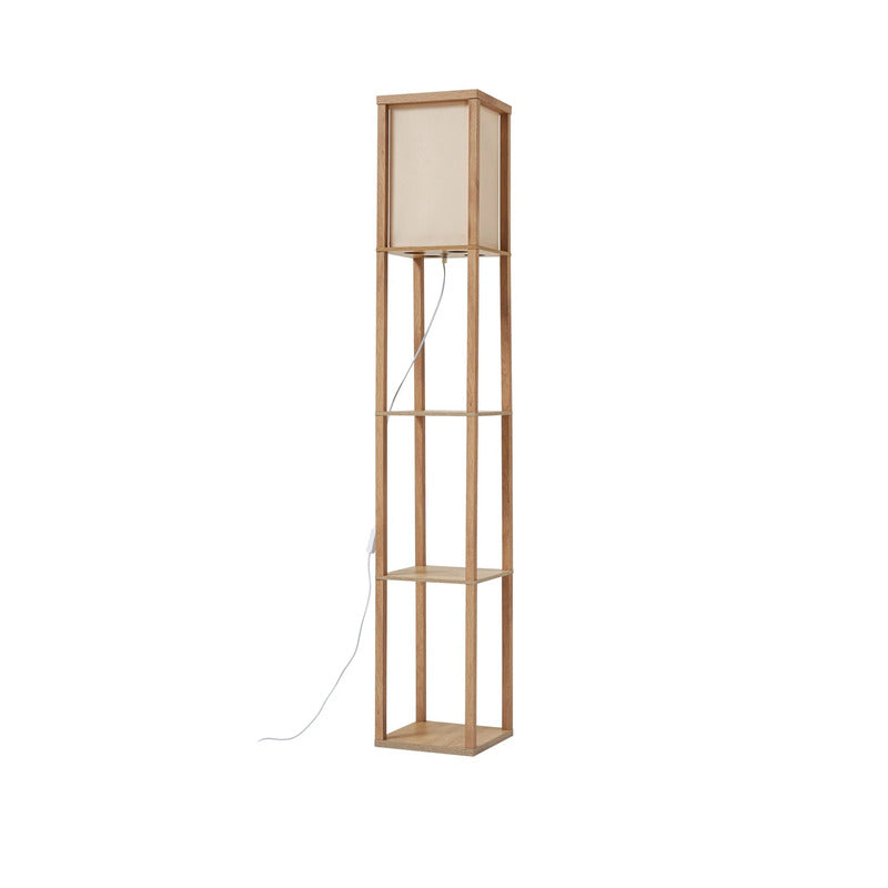 Lindby Stehleuchte Lampen Birta Regal Holz holzfarben weiß Textil Kiefernholz - 4255830903175