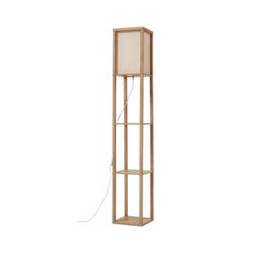 B-Ware Lindby Stehleuchte Lampen Birta Regal Holz holzfarben weiß Textil Kiefernholz