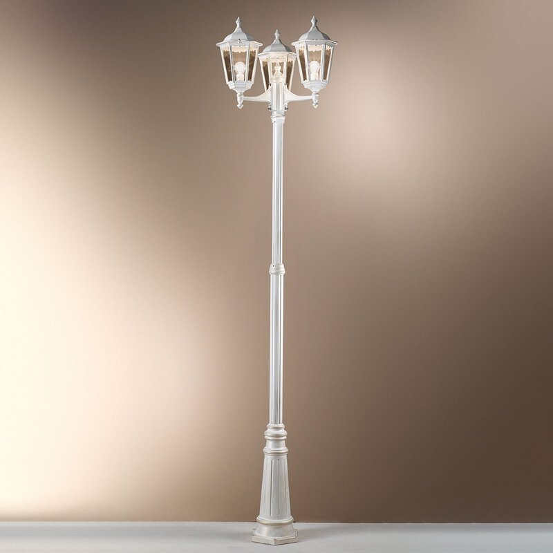 ORION Puchberg Mastleuchte Außenlampe Gartenbeleuchtung 3-flg 255 cm weiß-gold - 9003090174263