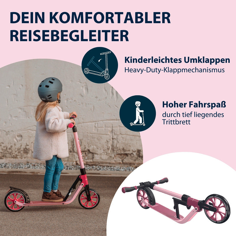 HUDORA BigWheel 205 Advanced Tretroller rosa klappbar für 4-99 Jahre - 4005998141694