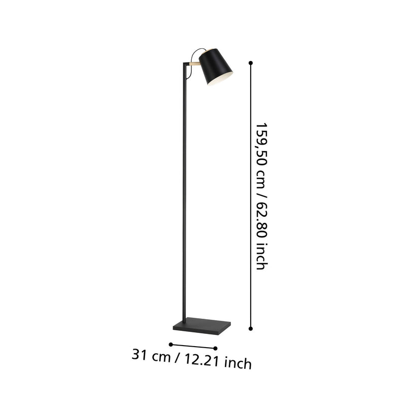 Eglo Stehleuchte Lacey, Höhe 159,5 cm schwarz Stahl Stehlampe Leuchte Lampe Spot - 9002759436148