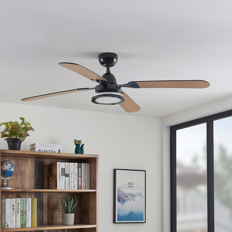 Lucande Deckenventilator Tedric LED Ventilator schwarz leise 133cm für Räume - 4251911744750