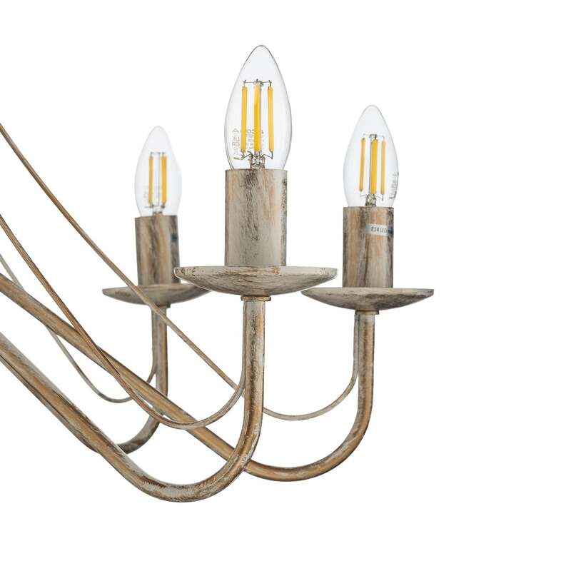 Kronleuchter Malbo Hängelampe Licht 8-flammig LED dimmbar weißgold Metall Ø77cm - 5902349238012