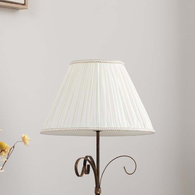 Tischleuchte Lampe Grande Odino Textil Bronze Creme Schalter Metall E27 LED 57cm - 8030626546028