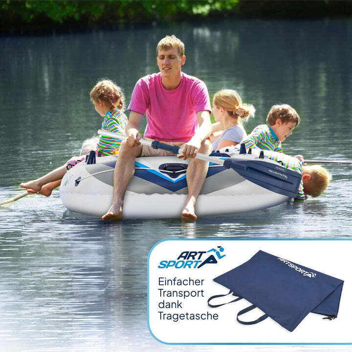 Schlauchboot Paddelboot 3,22 m aufblasbar für 4 Personen Luftpumpe Paddel Set - 4260565525912