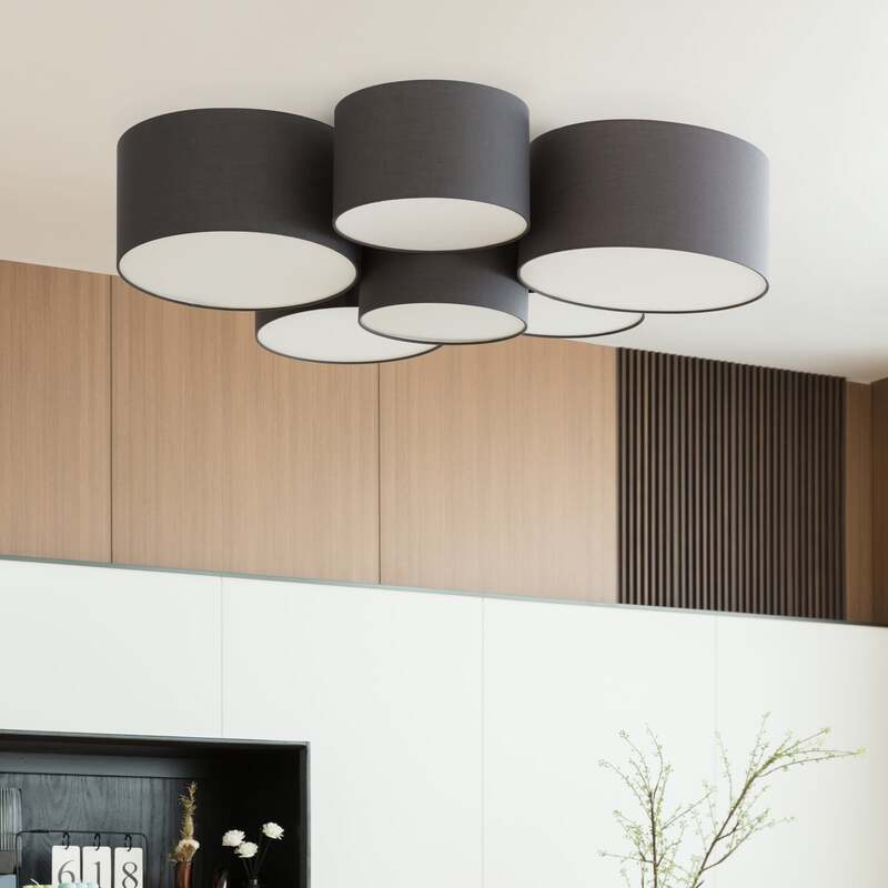 Lindby Deckenleuchte Maureka LED Lampe dimmbar anthrazit 6-flammig 94cm Leuchte - 4251911758009