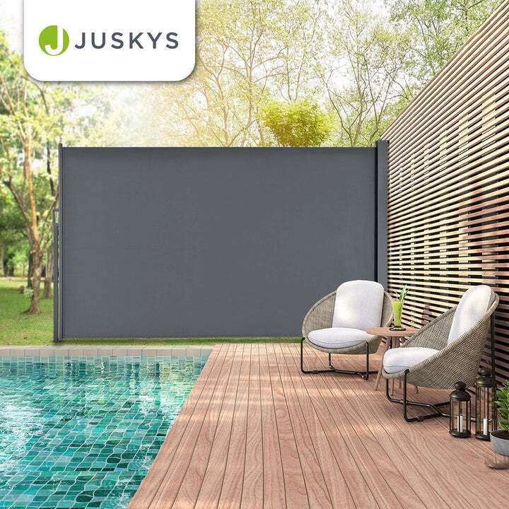Seitenmarkise Dubai Sichtschutz für Garten Terrasse Dunkelgrau 300x180cm Stahl - 4260304762998