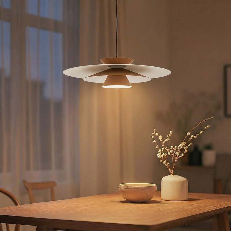 Lucande Pendelleuchte Hängeleuchte LED Livie Aluminium beige weiß matt 50 cm - 4251911794786