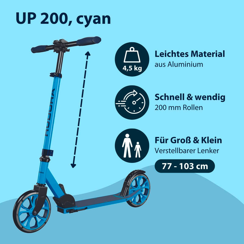 HUDORA Scooter UP 200 blau höhenverstellbar für Kinder ab 4 Jahren 100 kg - 4005998144510