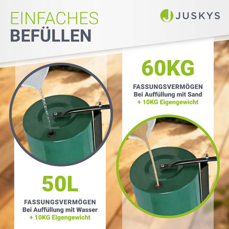 Garten Rasenwalze Fritz Metall befüllbar leichtgängig 50l schwarz grün 110x60cm - 4260304765708
