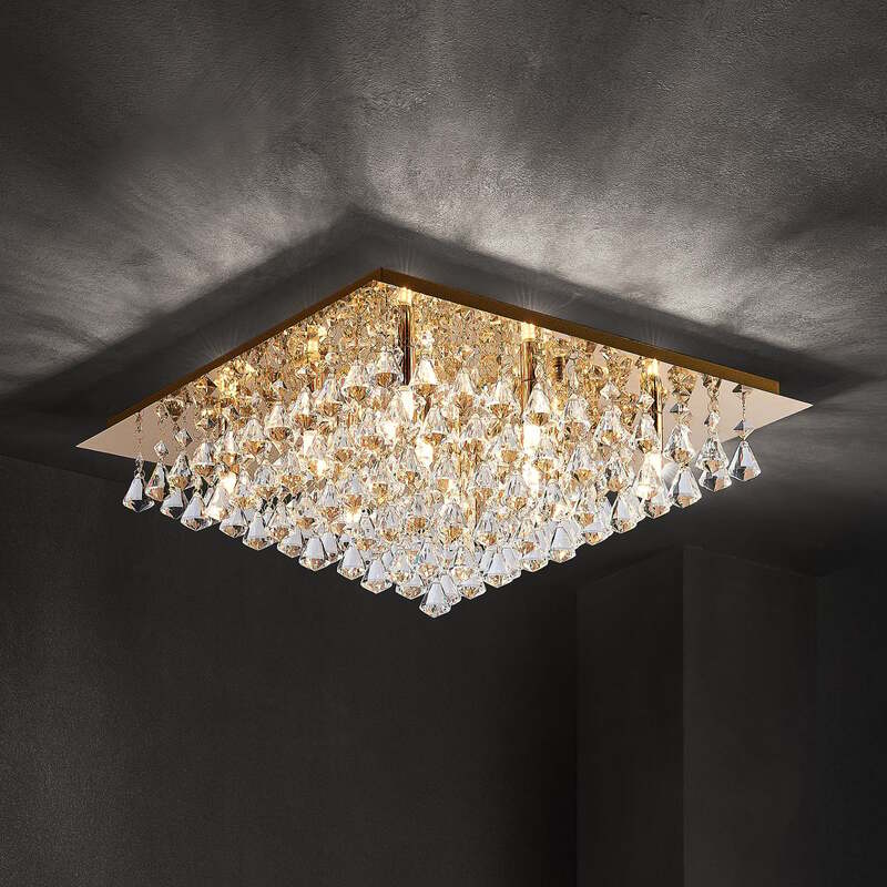 Lindby Rimedia Kristall-Deckenleuchte Deckenstrahler gold 55 cm Lampe Leuchte - 4251096565591