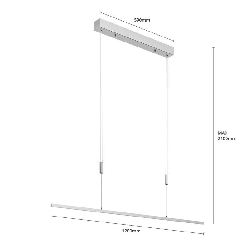 Lucande Hängelampe Hängeleuchte Arnik LED Pendelleuchte dimmbar nickel 120cm - 4251096549164