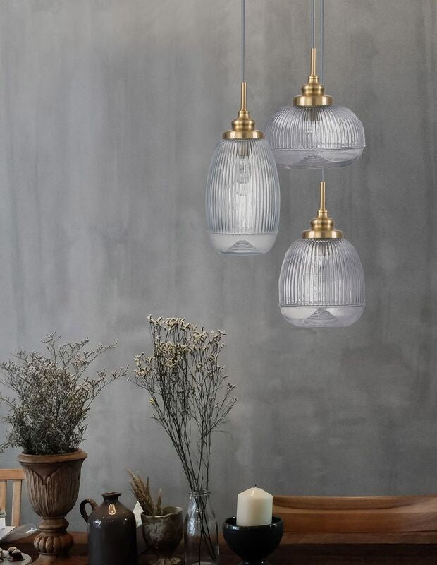 Nova Luce Pendelleuchte Hängeleuchte Mond Gold E14 LED 3fach dimmbar Glas Metall - 5212017419378