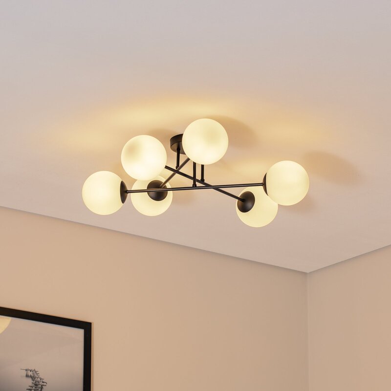Euluna Deckenleuchte Glassy schwarz/opal Deckenlampe Lampe Licht Leuchte Spot497 - 4251911783575
