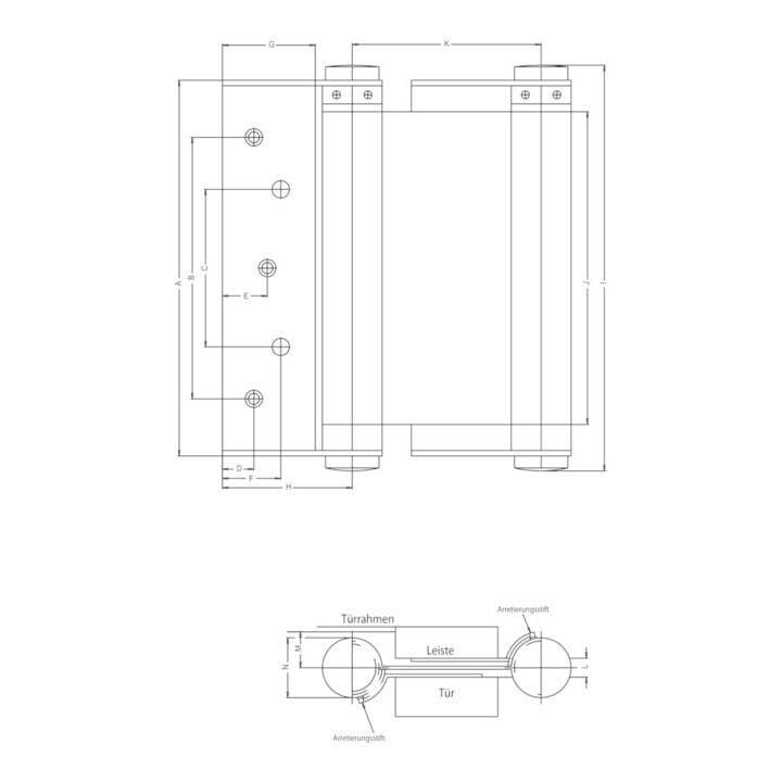 DANNERT Pendeltürband Türscharnier Stahl blank beidseitig TS 45-50 Gr. 42/200mm - 4015912421207