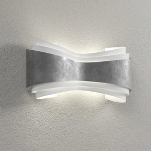 B-Ware Wandleuchte Wandlampe LED Selène Ionica Glas Metall Blattsilber Weiß satiniert