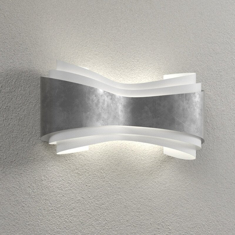 Wandleuchte Wandlampe LED Selène Ionica Glas Metall Blattsilber Weiß satiniert - 8023761114801