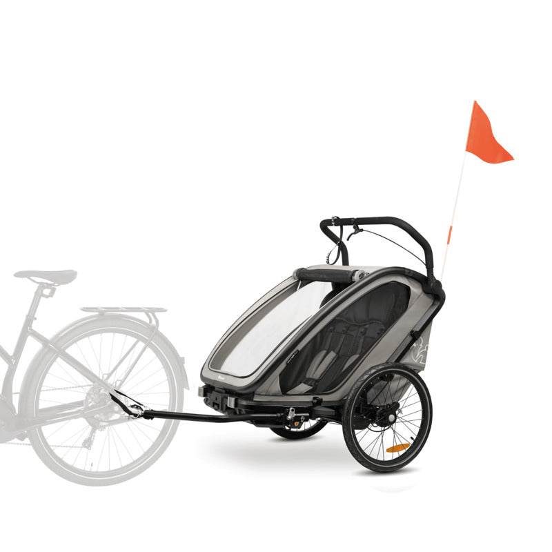 Hauck Fahrradanhänger Bike n Walk Duo Zweisitzer grau faltbar für 2 Kinder - 4007923515082