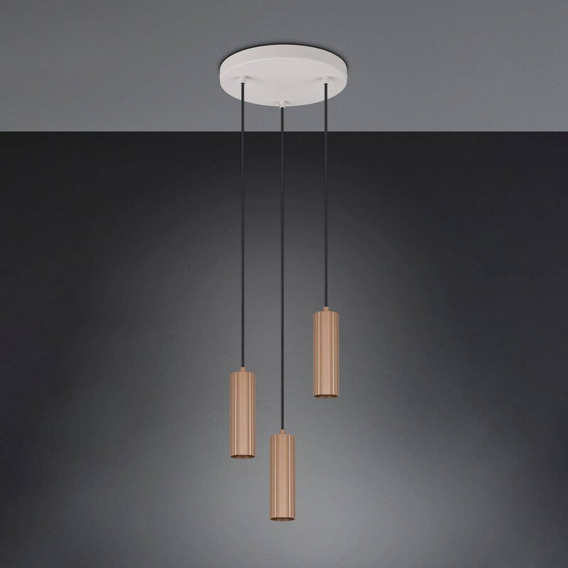TRIO Pendelleuchte Hängeleuchte Soka GU10 3-flammig LED Lampe Metall coffee 28cm - 4017807670172