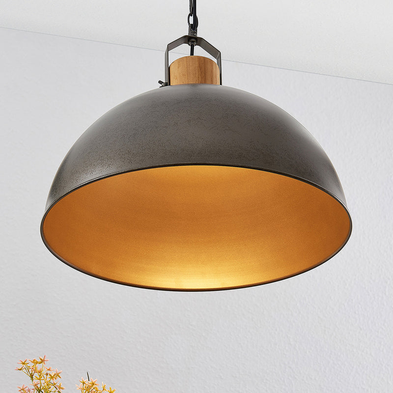 Lindby Hängeleuchte Holgar LED Pendelleuchte Lampe dimmbar grün Ø45cm Holz - 4251096571226