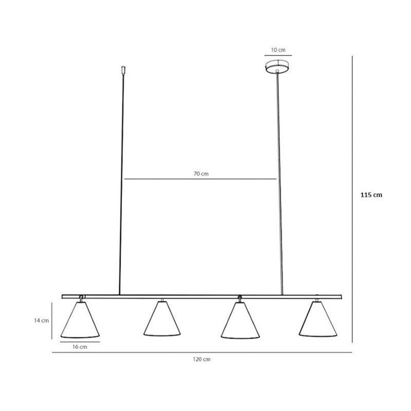 ALDEX Hängeleuchte Lampe Pendelleuchte schwarz Metall 4-flammig Kegel Leuchte - 5904798657260